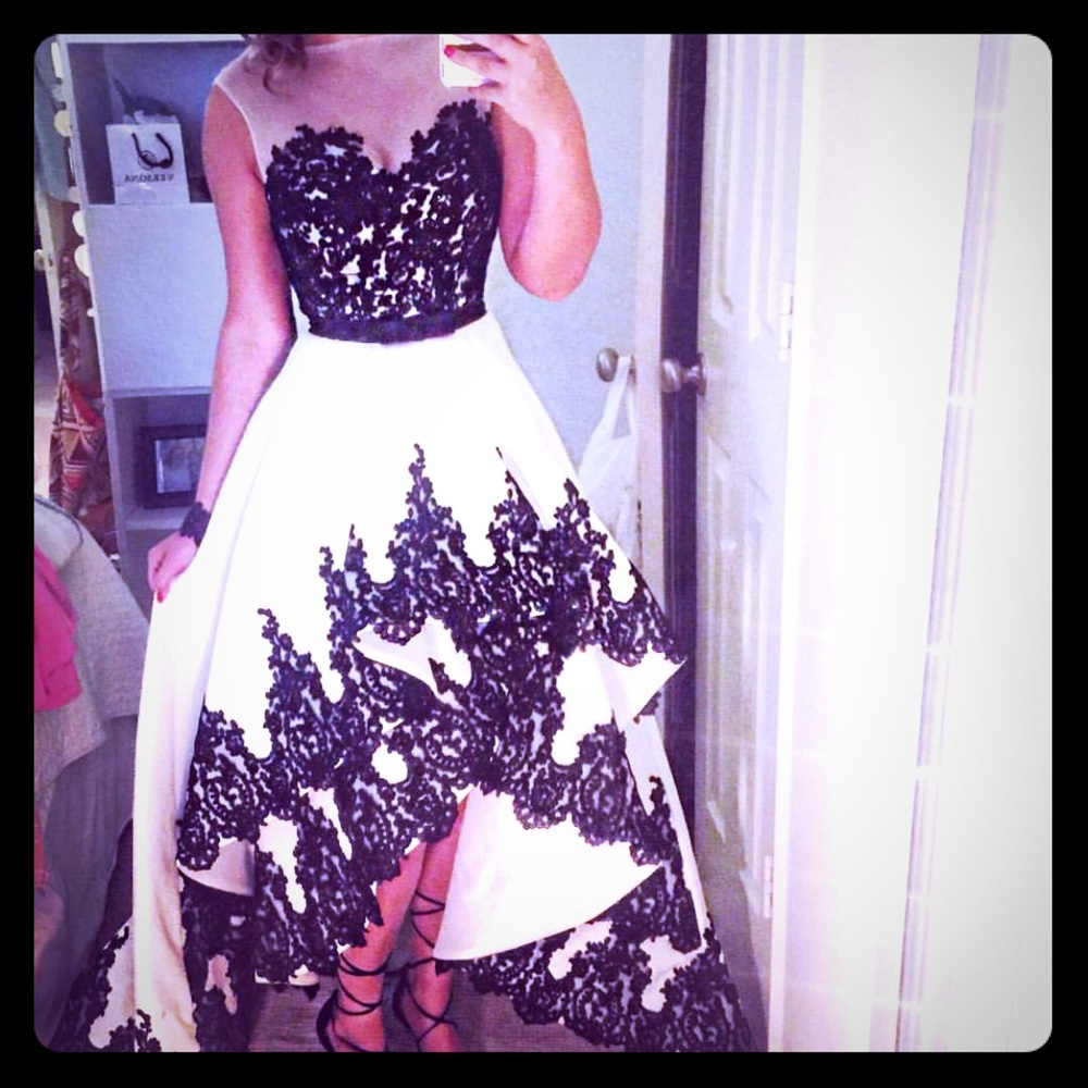 Jovani black & white lace